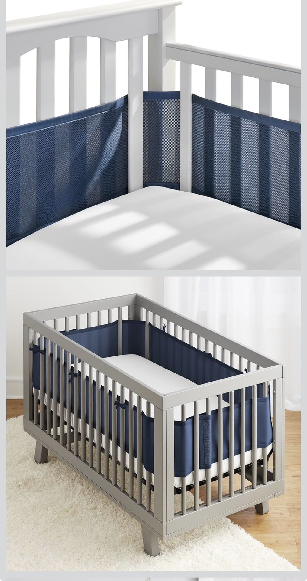 Blue Mesh Breathable Crib Bumpers
