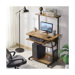 Computer Desk for Home Office School With Printer Shelf Keyboard Tray Storage Rack