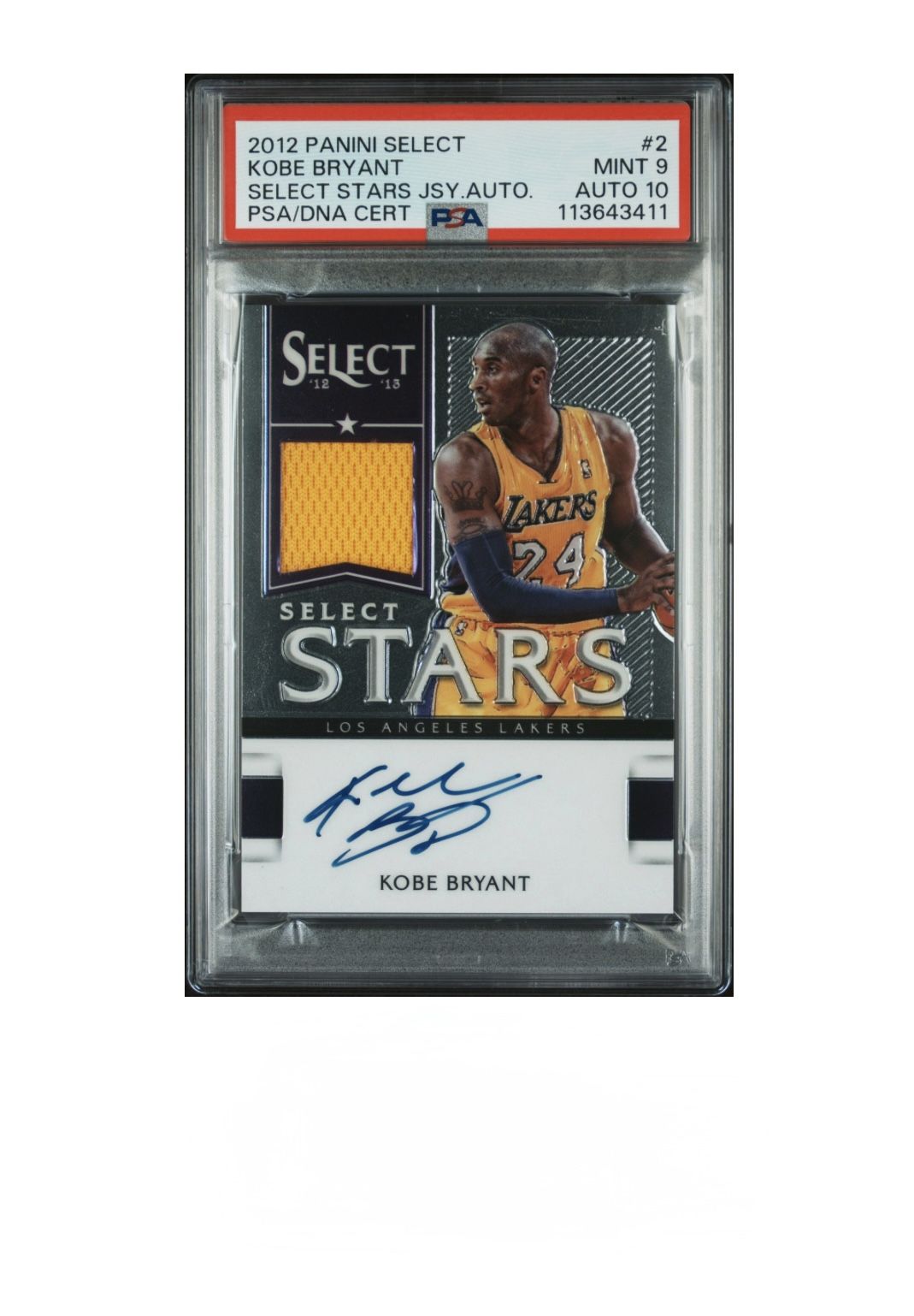 2012-13 Panini Select Stars - Jersey Autograph Kobe Bryant #2 Silver Prizm