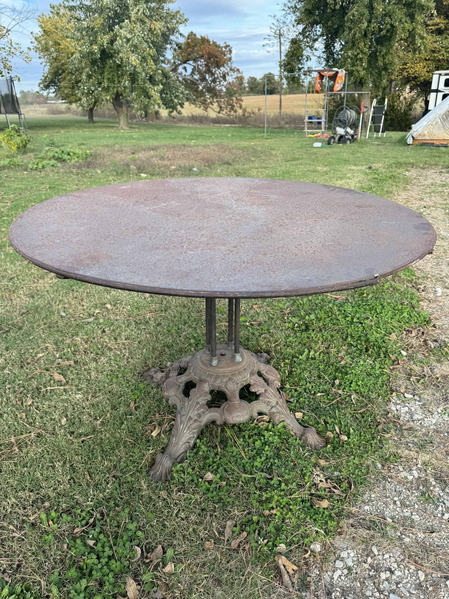 Antique French Iron Table with Cast Iron Base, circa 1890