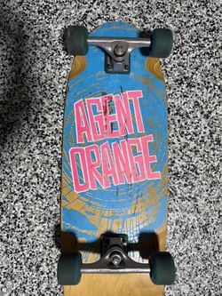 Vision Agent Orange Reissue Skateboard With Tracker Dart Trucks And Blurr Wheels