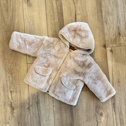 Zara Fur Hooded Jacket 2-3y