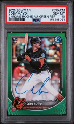 2025 Bowman Coby Mayo RC true green auto #/99 PSA 10
