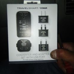 Travel smart/Conair Converter And Adapter Set With USB Port 