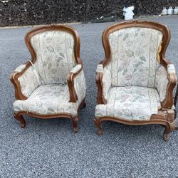 Hand carved Mahogany Chairs! Needs Some Work! 
