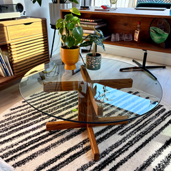 Mid century style coffee table with glass top