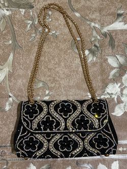Black Crystal Embellished Evening Bag