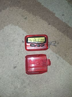 Vintage original Motorola Red See Through Pager with case and pocket chain