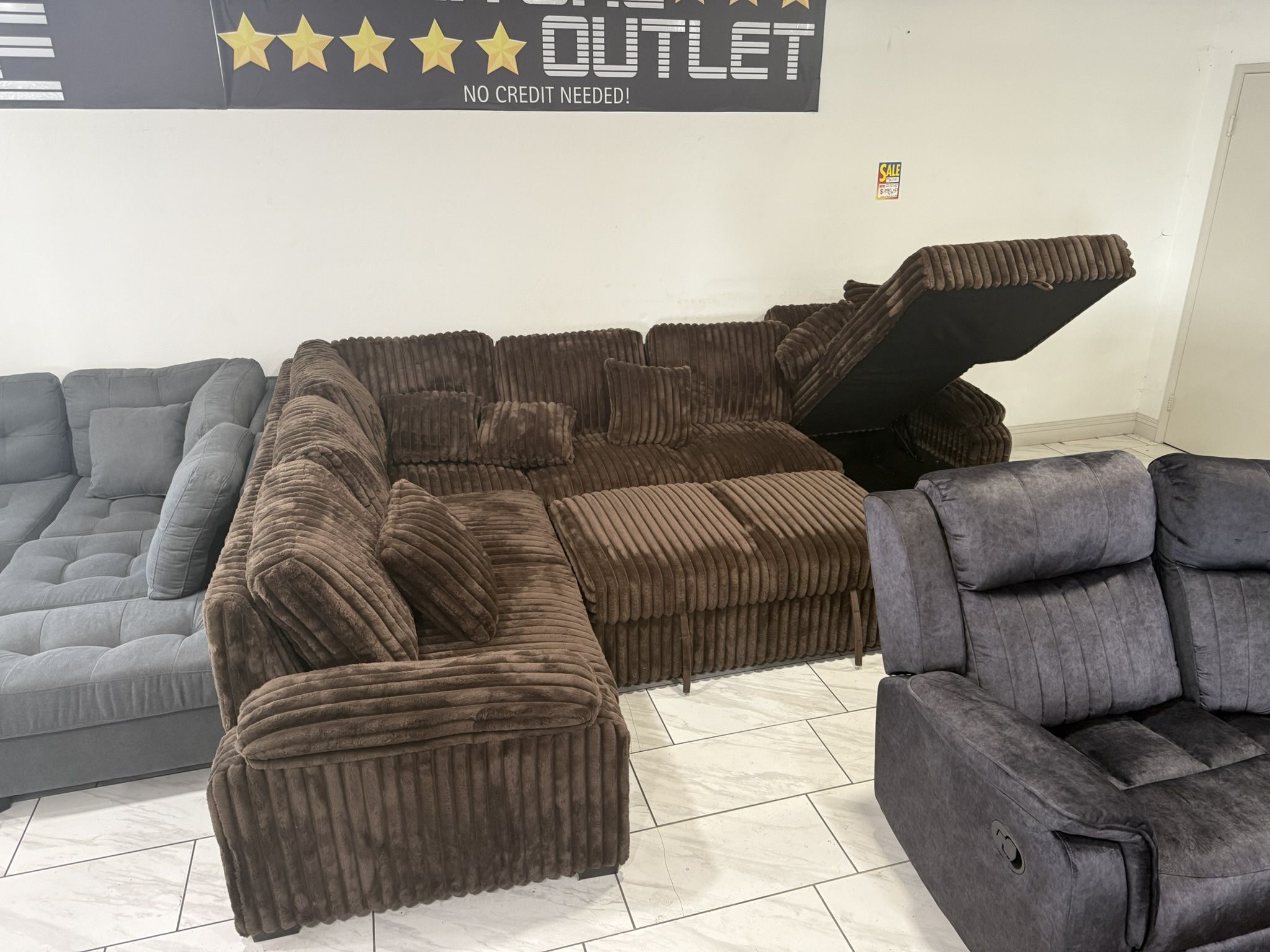 🛋️NEW!! Corduroy Sleeper Sectional Sofa STILL IN BOX 📦