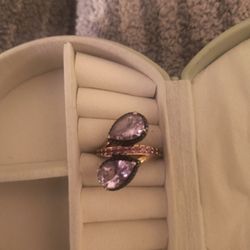 Rose de France Stone Rhodolite Garnet -Size 8 Ring Gold Rose 