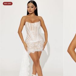 NEW Fashion Nova White Lace Corset Dress Size XL