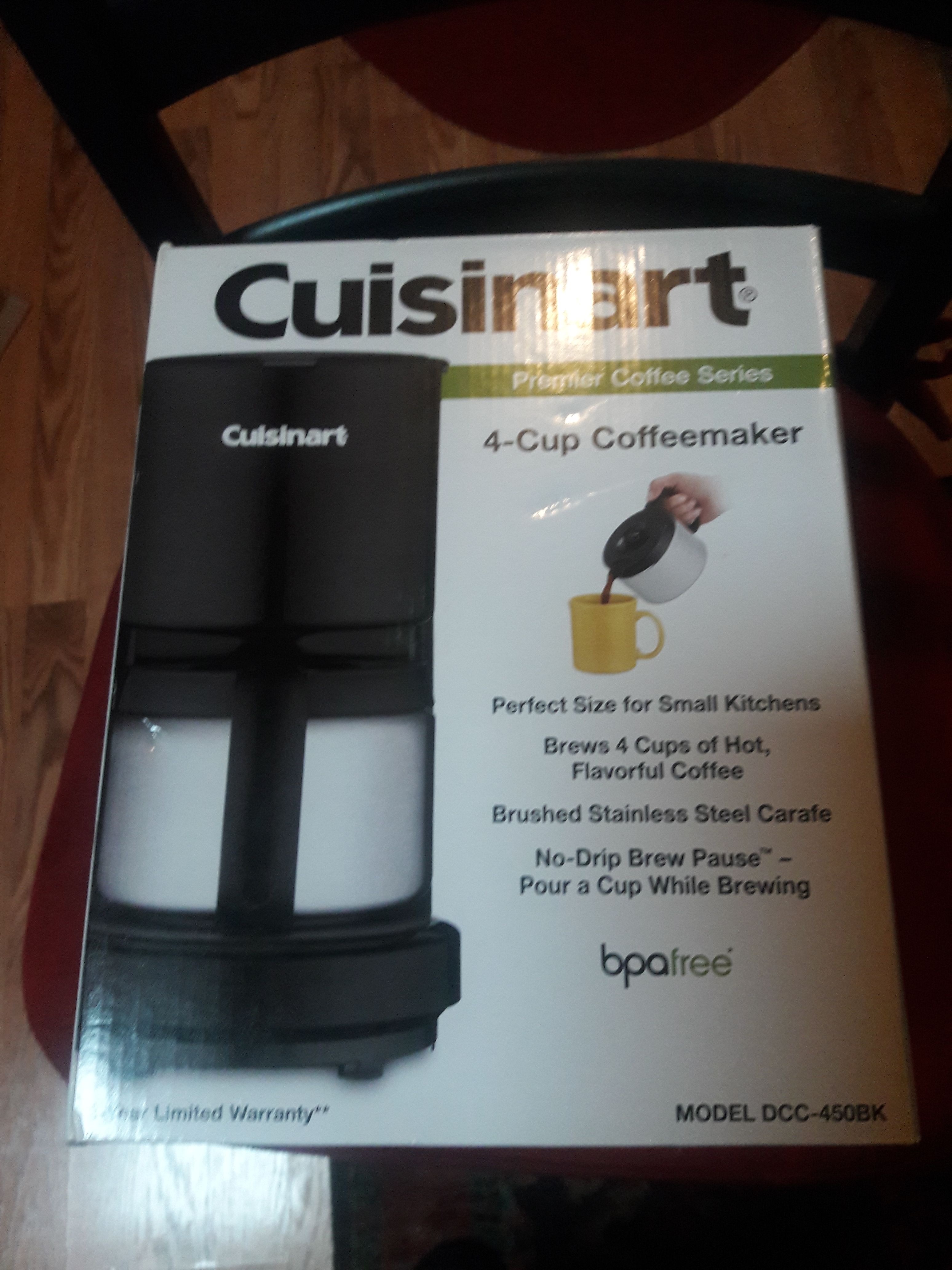 SOLD PENDING PU. Cuisinart 4 cup coffee maker. Brand new.
