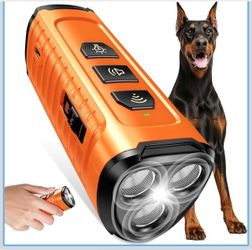3X Ultrasonic to Stop Barking Neighbors Dog, Portable Anti Barking Device Dog Bark Deterrent Device 50ft Range 5 Modes, Flashlight & Beep Safe & Effec