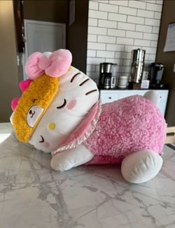 Jazwares Sanrio Hello Kitty 18" Sleeping Plush Sherpa Pink Pajamas Sleep Mask