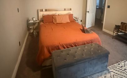 Queen Bed Frame with Storage and Charging Station