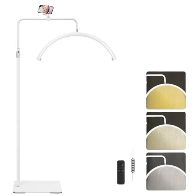 Half Moon Lash Light - Adjustable LED Floor Lash Lamp with Remote & Phone Holder