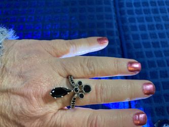 Black Spinel Sterling Silver Ring 