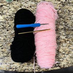 FREE Pink & Black Yarn And 2 Needles For Crochet