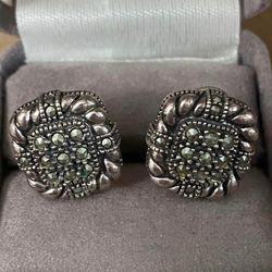 Aretes sterling piedras marquesinas joyería antigua