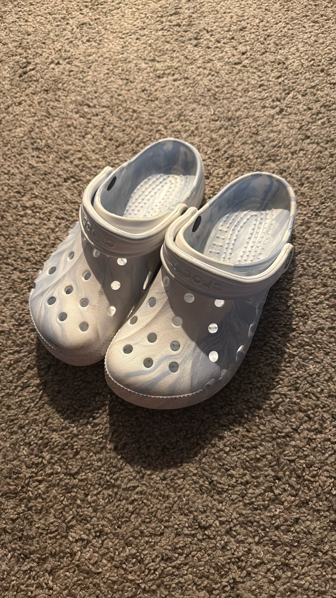 Light Blue & Marble White Crocs Size M6/W8