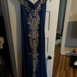 Royal And Gold Dress Medium 