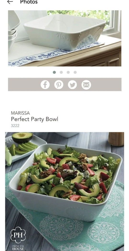 Princess House Party Bowl Marissa Collection