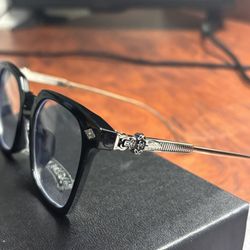 Black/Silver Chrome Heart Glasses