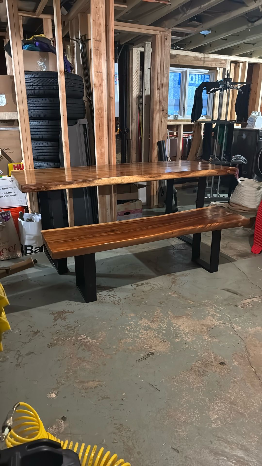 Live Edge Dining Table And Bench