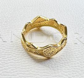 Pandora 14k Gold Plated, Game of Thrones House of the Dragon Crown Ring #162969C01 + PANDORA GIFT BOX & Polishing Cloth + Tag