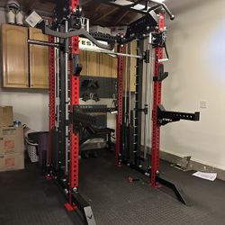 PRO SERIES Ultimate 3-1 Half Rack Functional Trainer w/Smith Machine Bar | 400lb Stack | Gym Equipment | Fitness | Commercial | Squat Rack 
