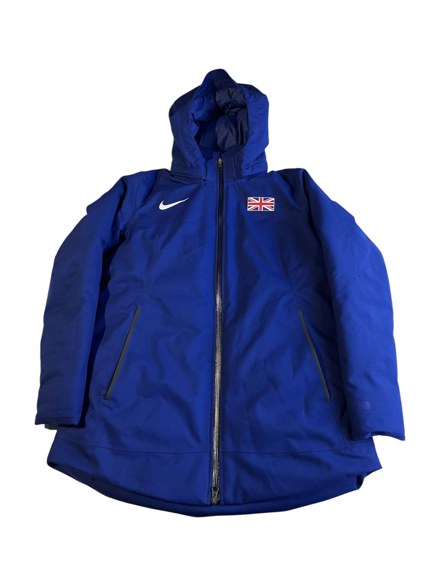 Nike Great Britain Olympics Parka Puffer Jacket Women’s Size Large Hooded Blue