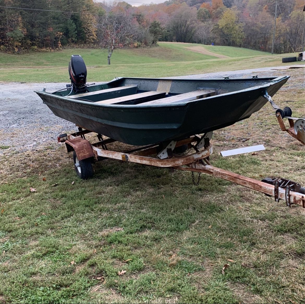 15 foot john boat with trailer and 25 hp motor