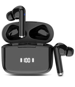 , Bluetooth 5.0 Headphones in-Ear with HD Mic, HiFi Stereo Sound Earphones, Bluetooth Headphones with LED Display, Type-C Quick Charge Case, IP7 Wate