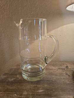 Vintage Mid Century Modern Clear Glass Bamboo Cocktail Pitcher