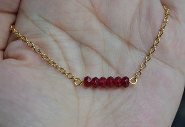 Handmade red garnet gold plated chain bracelet