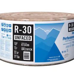 Knauf Insulation
R30 Unfaced 15 in. x 22 ft. Fiberglass Insulation Roll for Floor, Attic - Class A Fire-Rated and Made in USA (1-Roll)
