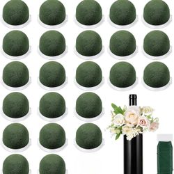 Tessco 23 Pcs Mini Floral Foam Holder Round Floral Foam with Green Arrangement Wire Arrangement Supplies for Table Wedding Wine Bottle Decor