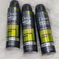 (3) Dove Men+Care Sport Care Active Fresh 48-Hour Antiperspirant & Deodorant Dry Spray - 3.8oz

