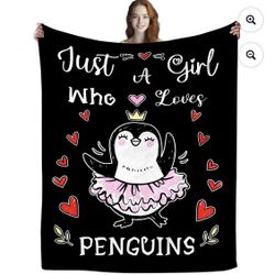 Penguin Blanket Super Soft Flannel Cute Animal Throw Blankets Boys Girls Comfortable Penguins Room Decor Bedding for Kids Adults Gifts 50"x40"