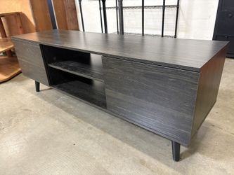 Contemporary MCM Inspired Black Wood Grain Media Console