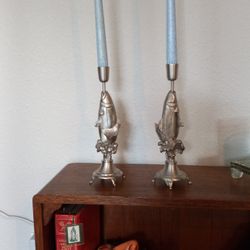 2 Decorative Candlestick Holders- Fish Design 