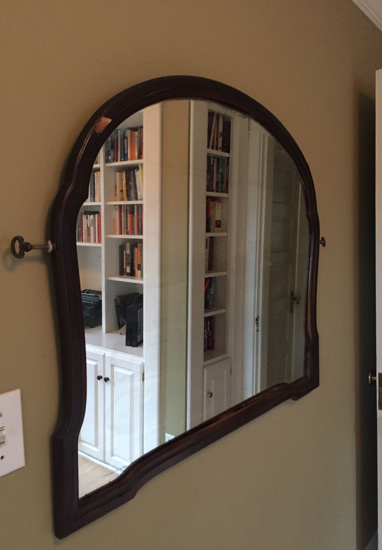 Antique wood border mirror from a dresser approximately 3 x 3’ circa 1930