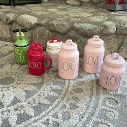 Rae Dunn Valentines Canisters And Mug 