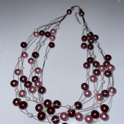 Sterling Silver Swarovski Crystal Pears Layered Necklace