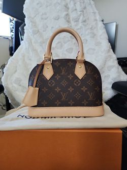 Auth LOUIS VUITTON Alma BB Monogram Canvas Satchel Crossbody Bag Brown