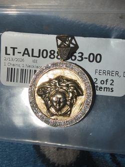 Custom made Versace pendant with genuine diamond 10k solid gold
