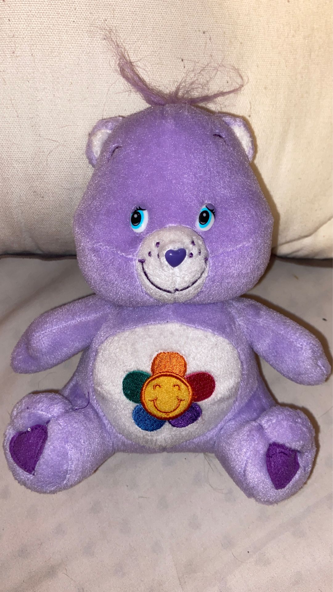 Care Bears Harmony Bear Plush Stuffed Animal Purple Lavender Flower Tummy 7"