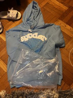 blue sp5der hoodie size L
