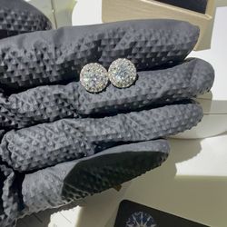 Moissanite Diamond Round Pave Earrings 6.5mm