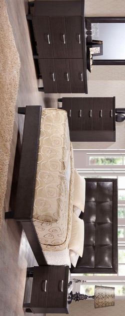 Perla Bravia Walnut Panel Queen and King Bedroom Set